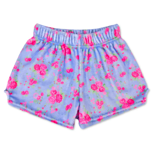 Pink Floral Plush Shorts